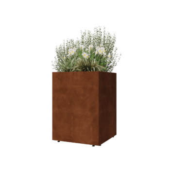 Cortenstahl Pflanzkübel - Viereckig - 60 x 60 x 80 cm - Mit Bodenplatte - Mit Füßen