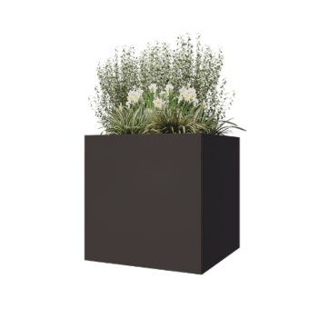 Pflanzkübel aus Stahl - Viereckig - 80 x 80 x 80 cm - RAL7016 matte (anthrazitgrau) - Mit Bodenplatte
