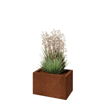 Cortenstahl Pflanzkübel - Rechteckig - 50 x 30 x 30 cm - Mit Bodenplatte