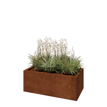 Cortenstahl Pflanzkübel - Rechteckig - 80 x 40 x 30 cm - Mit Bodenplatte