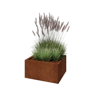 Cortenstahl Pflanzkübel - Rechteckig - 60 x 50 x 30 cm - Mit Bodenplatte