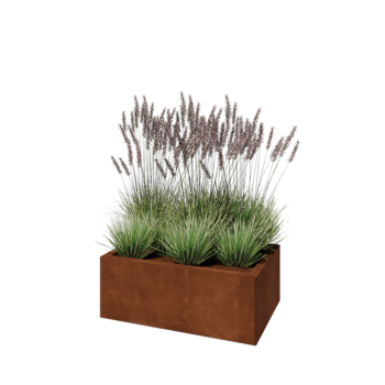 Cortenstahl Pflanzkübel - Rechteckig - 80 x 50 x 30 cm - Mit Bodenplatte