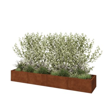 Cortenstahl Hochbeet XXL - Rechteckig - 320 x 60 x 40 cm - Mit Bodenplatte