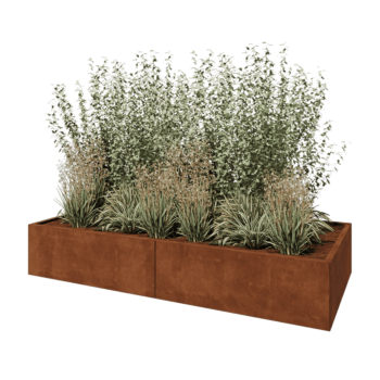 Cortenstahl Hochbeet XXL - Rechteckig - 240 x 100 x 40 cm - Mit Bodenplatte