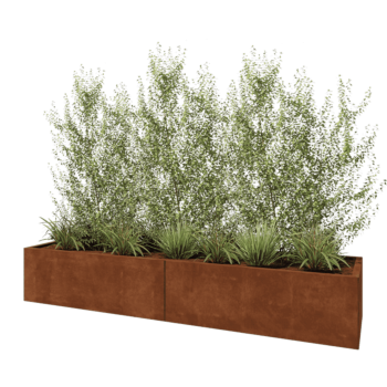 Cortenstahl Hochbeet XXL - Rechteckig - 240 x 60 x 40 cm - Mit Bodenplatte