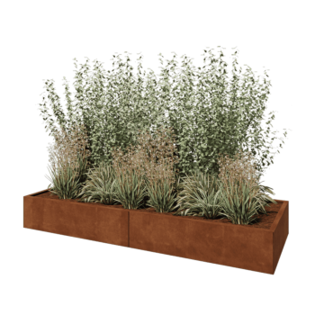 Cortenstahl Hochbeet XXL - Rechteckig - 240 x 80 x 30 cm - Mit Bodenplatte