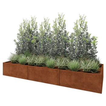 Cortenstahl Hochbeet XXL - Rechteckig - 300 x 100 x 40 cm - Ohne Bodenplatte