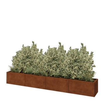 Cortenstahl Hochbeet XXL - Rechteckig - 320 x 40 x 40 cm - Mit Bodenplatte