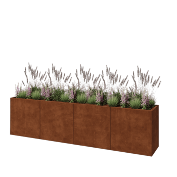 Cortenstahl Hochbeet XXL - Rechteckig - 320 x 50 x 80 cm - Mit Bodenplatte