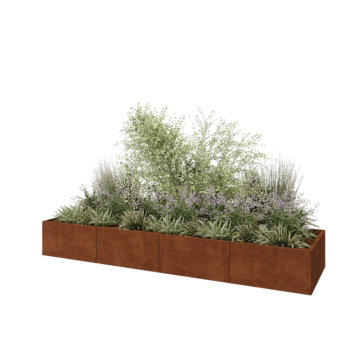 Cortenstahl Hochbeet XXL - Rechteckig - 400 x 100 x 50 cm - Mit Bodenplatte