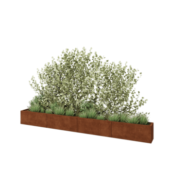 Cortenstahl Hochbeet XXL - Rechteckig - 400 x 30 x 40 cm - Mit Bodenplatte