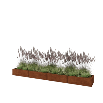 Cortenstahl Hochbeet XXL - Rechteckig - 400 x 50 x 30 cm - Mit Bodenplatte