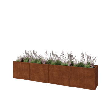 Cortenstahl Hochbeet XXL - Rechteckig - 400 x 60 x 80 cm - Mit Bodenplatte