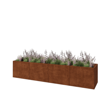 Cortenstahl Hochbeet XXL - Rechteckig - 400 x 80 x 80 cm - Mit Bodenplatte