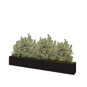 Hochbeet XXL aus Stahl - Rechteckig - 320 x 30 x 40 cm - RAL9005 matte (schwarz) - Mit Bodenplatte