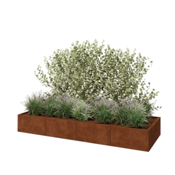 Cortenstahl Hochbeet XXL - Rechteckig - 320 x 100 x 40 cm - Mit Bodenplatte