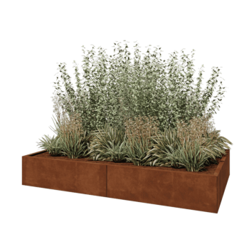 Cortenstahl Hochbeet XXL - Rechteckig - 200 x 120 x 30 cm - Mit Bodenplatte