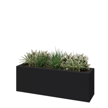 Fiberglas Pflanzkübel - Rechteck - 120 x 30 x 40 cm - RAL7021 matte (schwarzgrau) - Mit Boden