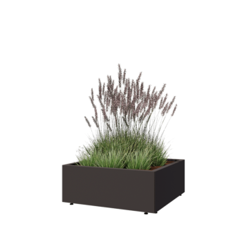 Pflanzkübel aus Stahl - Viereckig - 80 x 80 x 30 cm - Andere RAL farbe - Mit Bodenplatte - Mit Füßen