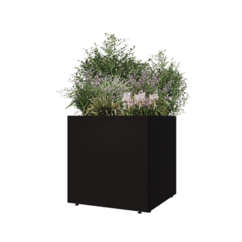 Pflanzkübel aus Stahl - Viereckig - 70 x 70 x 70 cm - RAL9005 matte (schwarz) - Mit Bodenplatte - Mit Füßen