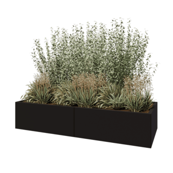 Hochbeet XXL aus Stahl - Rechteckig - 200 x 80 x 40 cm - RAL9005 matte (schwarz) - Mit Bodenplatte