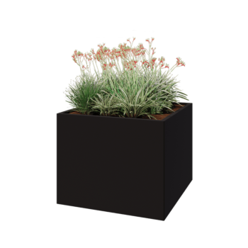 Pflanzkübel aus Stahl - Viereckig - 100 x 100 x 80 cm - RAL9005 matte (schwarz) - Ohne Bodenplatte