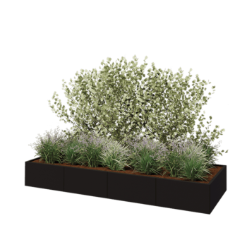 Hochbeet XXL aus Stahl - Rechteckig - 320 x 100 x 40 cm - RAL9005 matte (schwarz) - Ohne Bodenplatte