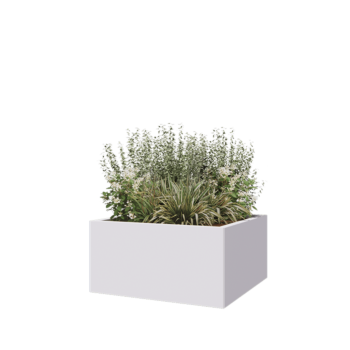 Pflanzkübel aus Stahl - Viereckig - 80 x 80 x 40 cm - RAL9010 matte (weiß) - Ohne Bodenplatte