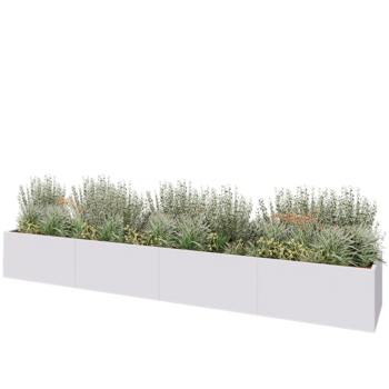 Hochbeet XXL aus Stahl - Rechteckig - 480 x 80 x 60 cm - RAL9010 matte (weiß) - Ohne Bodenplatte