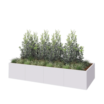 Hochbeet XXL aus Stahl - Rechteckig - 320 x 120 x 60 cm - RAL9010 matte (weiß) - Mit Bodenplatte