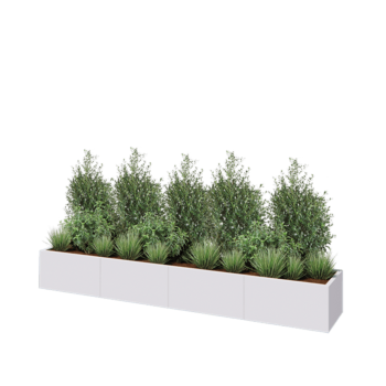 Hochbeet XXL aus Stahl - Rechteckig - 320 x 50 x 40 cm - RAL9010 matte (weiß) - Mit Bodenplatte