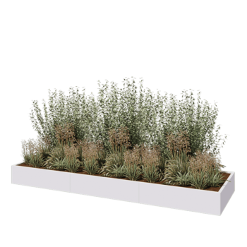 Hochbeet XXL aus Stahl - Rechteckig - 360 x 100 x 30 cm - RAL9010 matte (weiß) - Mit Bodenplatte