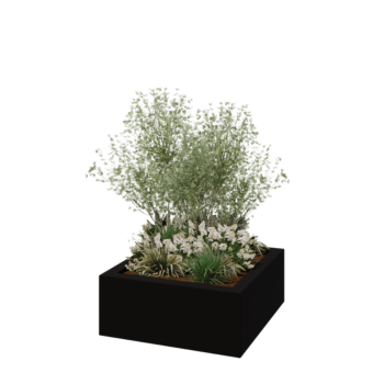 Fiberglas Pflanzkübel - Viereck - 100 x 100 x 40 cm - RAL9005 matte (Schwarz) - Mit Boden