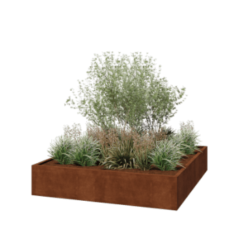 Cortenstahl Pflanzkübel - Viereckig - 200 x 200 x 40 cm - Geschweißt - Ohne Bodenplatte