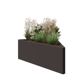 Pflanzkübel aus Stahl - Dreieckig ongleichseitig - 112,2 x 60,5 x 40 cm - RAL7016 matte (anthrazitgrau) - Ohne Bodenplatte