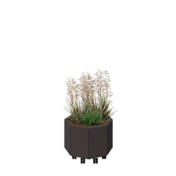 Pflanzkübel aus Stahl - Achteckig - 48,3 x 48,3 x 30 cm - RAL7016 matte (anthrazitgrau) - Mit Bodenplatte - Mit Rollen