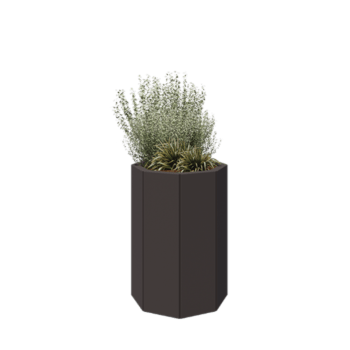 Pflanzkübel aus Stahl - Achteckig - 48,3 x 48,3 x 70 cm - RAL7016 matte (anthrazitgrau) - Mit Bodenplatte
