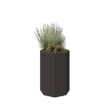 Pflanzkübel aus Stahl - Achteckig - 48,3 x 48,3 x 70 cm - RAL7016 matte (anthrazitgrau) - Mit Bodenplatte - Mit Füßen