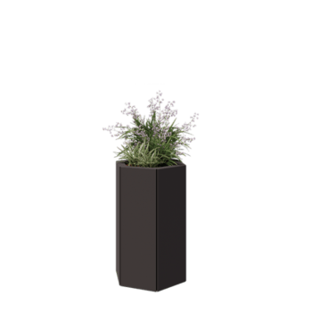 Pflanzkübel aus Stahl - Sechseckig - 39,3 x 34,6 x 60 cm - RAL7016 matte (anthrazitgrau) - Mit Bodenplatte