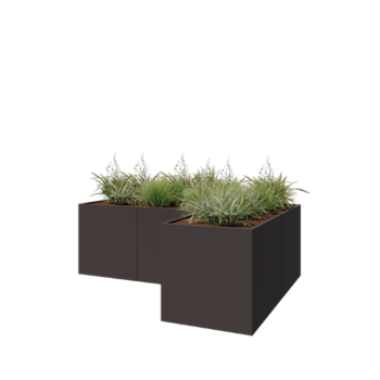 Pflanzkübel aus Stahl - L-Form - 300 x 200 x 100 cm - RAL7016 matte (anthrazitgrau) - Ohne Bodenplatte