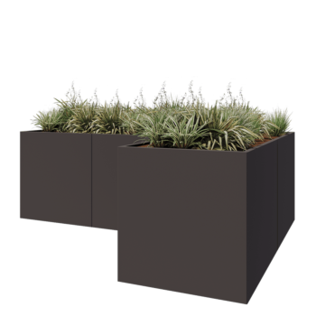 Pflanzkübel aus Stahl - L-Form - 300 x 200 x 80 cm - RAL7016 matte (anthrazitgrau) - Ohne Bodenplatte