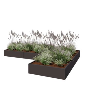 Pflanzkübel aus Stahl - L-Form - 360 x 240 x 30 cm - RAL7016 matte (anthrazitgrau) - Ohne Bodenplatte