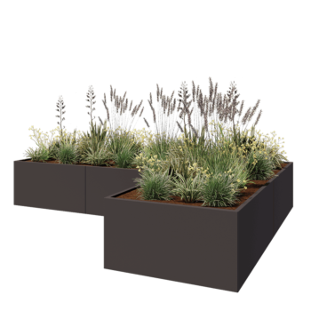 Pflanzkübel aus Stahl - L-Form - 360 x 240 x 60 cm - Andere RAL farbe - Ohne Bodenplatte