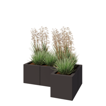 Pflanzkübel aus Stahl - L-Form - 90 x 60 x 30 cm - Andere RAL farbe - Mit Bodenplatte