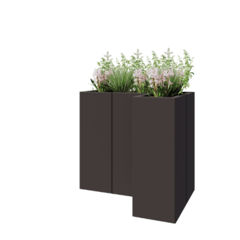 Pflanzkübel aus Stahl - L-Form - 90 x 60 x 80 cm - RAL7016 matte (anthrazitgrau) - Mit Bodenplatte