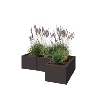 Pflanzkübel aus Stahl - L-Form - 120 x 80 x 30 cm - RAL7016 matte (anthrazitgrau) - Mit Bodenplatte