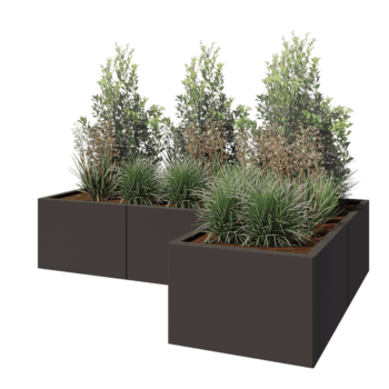 Pflanzkübel aus Stahl - L-Form - 180 x 120 x 40 cm - Andere RAL farbe - Ohne Bodenplatte