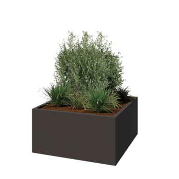 Pflanzkübel aus Stahl - Viereckig - 100 x 100 x 50 cm - RAL7016 matte (anthrazitgrau) - Mit Bodenplatte