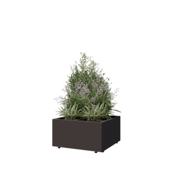 Pflanzkübel aus Stahl - Viereckig - 60 x 60 x 30 cm - Andere RAL farbe - Mit Bodenplatte - Mit Füßen