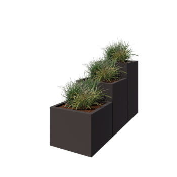 Pflanzkübel aus Stahl - 3-teiliges Treppenmodell - 150 x 50 x 80 cm - RAL7016 matte (anthrazitgrau) - Ohne Bodenplatte